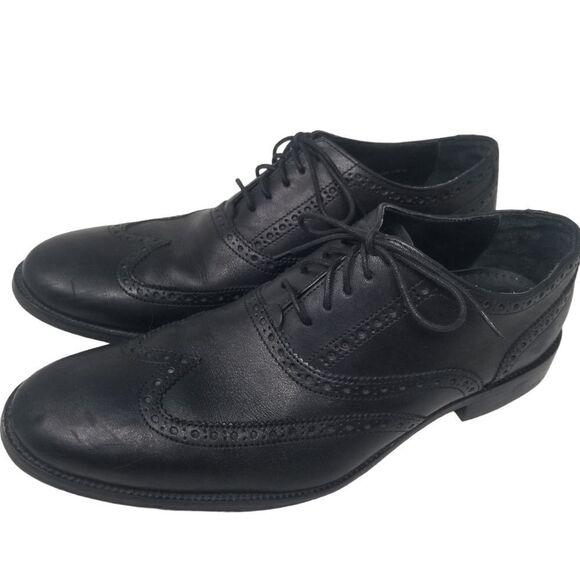 COLE HAAN BLACK LEATHER TIE PROFESSIONAL SHOES. SIZE 10.5"M. - Picture 1 of 16
